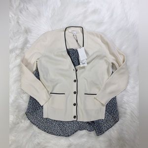 NWT Veronica Beard Savannah Mix Media Sweater Cardigan Size M